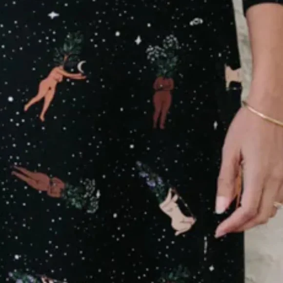 Witchy dress herbal femme custom art print @merakilabbe NWOT 3/4 sleeve - Picture 2 of 6